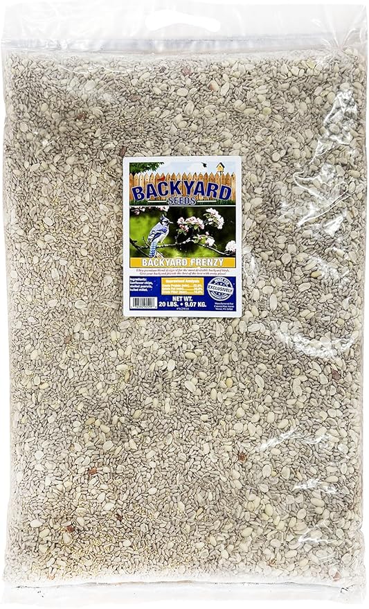 CountryMax Backyard Seeds Backyard Frenzy Wild Bird Seed Blend – Premium Mix with Sunflower Chips, Shelled Peanuts & Hulled Millet, 20 lb Bag