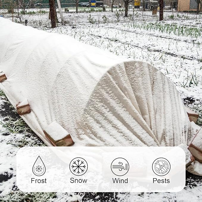 Plant Covers Freeze Protection, Cookmaster 10x33FT Frost Cloth Plant Freeze Protection, Garden Floating Row Covers for Raised Beds/Vegetables Insect/Winter Frost (White)