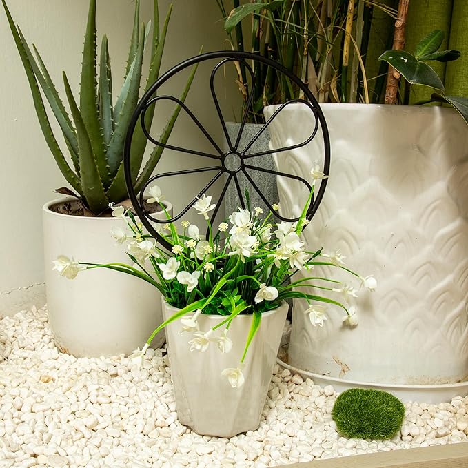 2 Pcs 14in Indoor Metal Garden Circle Plant Trellis for Houseplant Climbing Pot Plants, Black (Style B)