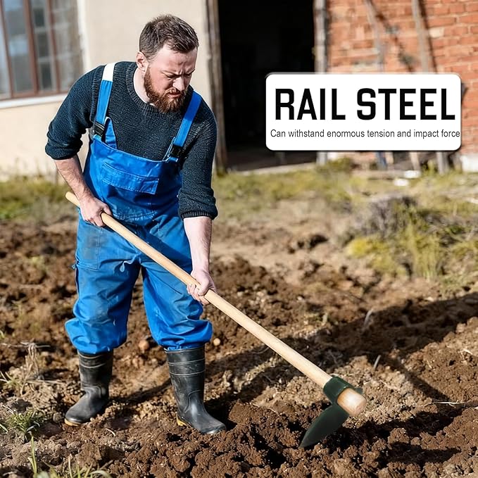 Heavy Duty Garden Round Eye Hoe for Soil Digging 2.2Lb (1Kg)- High Carbon Rail Steel, Hand-Sharpened Edge, Heat-Treated for Strength & Stable Performance(Not Included Handle)