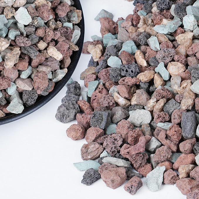 20lbs Mix Horticultural Lava Rocks for Plants, 3/8 Inch Potting Soil Amendment for Succulents, Cacti, Bonsai, Decorative Gravel Plant Drainage Volcanic for Terrarium, Top Dressing