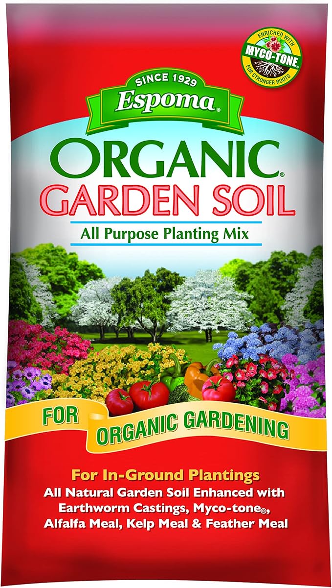 Espoma Organic All-Purpose Garden Soil Natural and Organic in Ground Planting Mix. Use when Planting & Transplanting. For Organic gardening. 1 Cubic Foot Bag