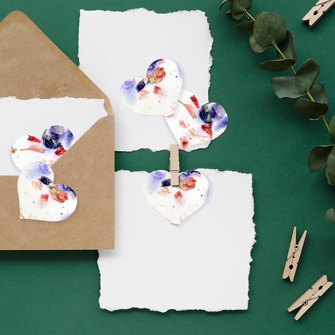 50pcs Small Pink & Purple Heart Seed Paper – Plantable & Writable Wildflower Seed Paper, Gift for Mom This Mother’s Day, Use for Shower Favors, Weddings, Heart Party Favors or Life Events