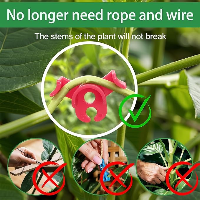 90pcs-Plant Bender, Trellis Clamps for Climbing Plants Garden Plant Grow Tools,Plant Training Clips, Lst Clips for Low Stress Training Plant Stem Support（White, red, Green）