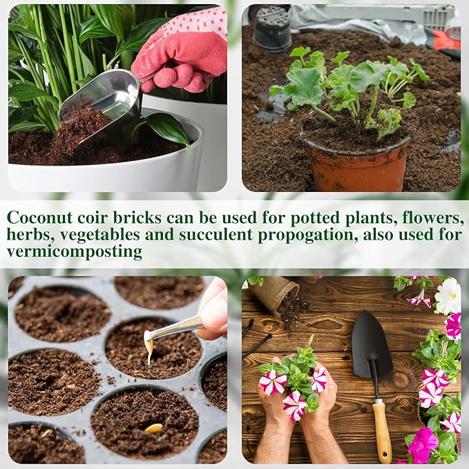 ZeeDix 1 Pack Coco Coir Brick, 100% Organic Compressed Coco Coir Brick Seed Starter Potting Soil for Plants, Premium Coconut Fiber Substrate with Low EC & pH Balance for Gardening Flower Herbs