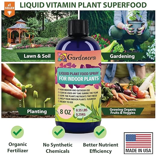 Gardenera Professional Thai Constellation Spray Mist for Home Gardening | Micro-Fungi Enriched Fertilizer Mist for Healthy Leaves & Growth | 18 Essential Vitamins & Minerals for Monstera - 8oz