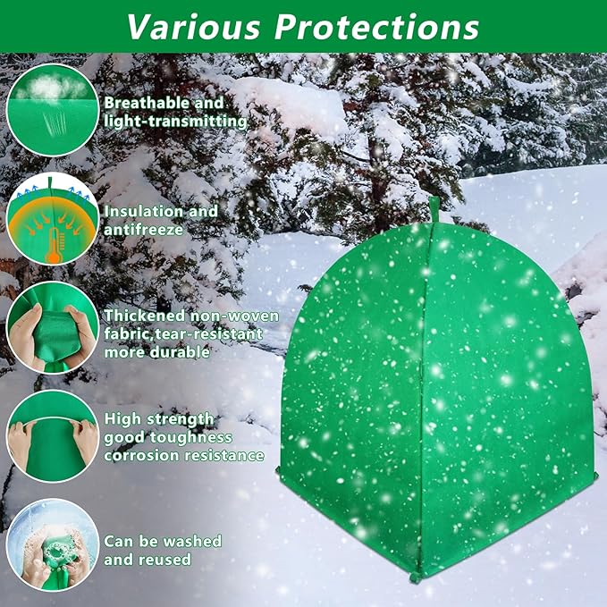 2 PACK Winter Plant Covers Freeze Protection Shrub Covers for Winter Frost Protection for Plants in Winter Warm Plant Tent Protecting Fruit Potted Plants Tree From Freezing Animals Eating (35x35x39)