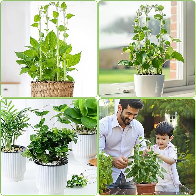 3PCS U-Shaped Clear Acrylic Trellis, 13.7X4'' Plant Trellis for Potted Climbing Plants, U-Style Garden Plant Support for Vine, Ivy, Hoya, Pothos Indoor with Outdoor Use