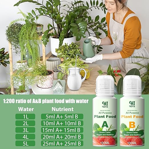 Hydroponics Nutrients (800ml Total), Plant Food A & B for Hydroponic Growing Systems and Indoor Plants, Growing System Accessories for Vegetables Fruits Flowers Thrive