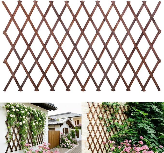 Expandable Garden Trellis, 38" x 89" Large Wooden Lattice Fence Wall Panel Lattice Trellis for Climbing Plants Outdoor Ivy Vine Rose Clematis for Garden Patio Room Decor (1)