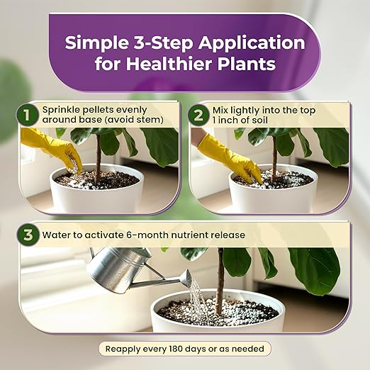 Fiddle Leaf Fig and House Plant Fertilizer Pellets |16-5-11 Slow Release Pellets for Seedlings and Mature Houseplants | Multi-Purpose Blend & Gardening Supplies| 5.2 oz Resealable Packaging