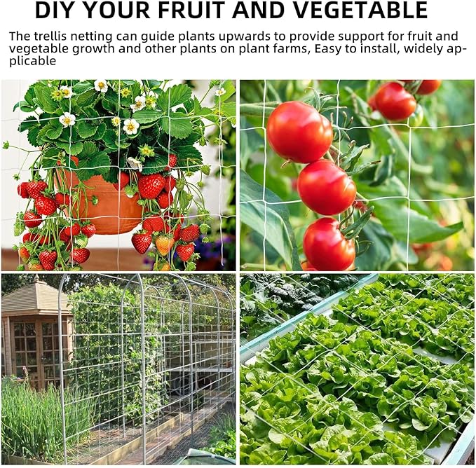 Trellis Netting, PDGROW Garden Plant Trellis Netting, 6 x 15 ft Heavy Duty Garden Trellis Netting, Outdoor Grow Net for Vines, Fruits, Vegetables, Grapes, Beans,Peas, 1 Pack