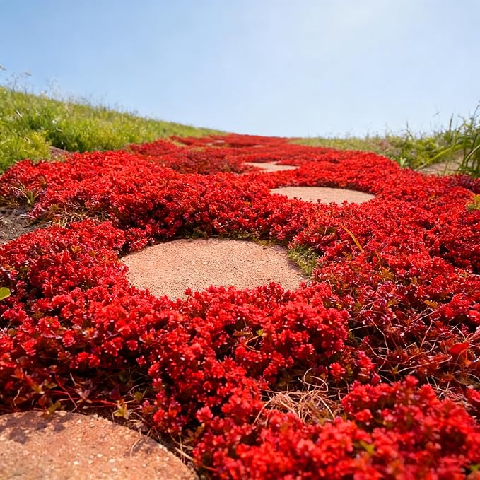 Red Creeping Thyme Ground Cover Flower Seeds for Planting, 20000+pcs Perennial Red Creeping Wild Thymus Seeds, Non-GMO Heirloom Wild Thymus Serpyllum Flower Plants for Home Garden Outdoors