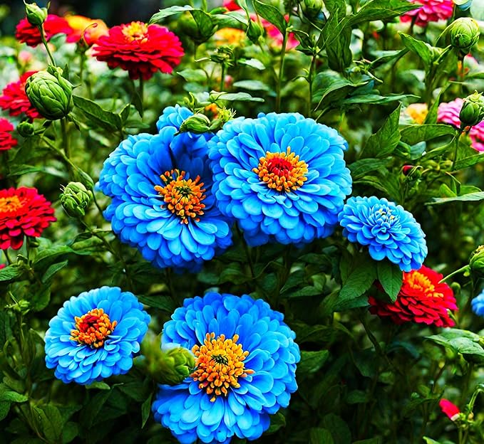 Rare Perennial 500 Pcs Mixed Red Yellow Pink Zinnia - California Giant Flower Seeds Bonsai Decoration-Non GMO Heirloom
