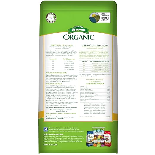Espoma Organic Garden Lime; Raises Soil pH and Helps Turn Hydrangeas Pink! Contains pelletized dolomitic Lime and can be Used for Organic Gardening; 6.75 lb. Bag