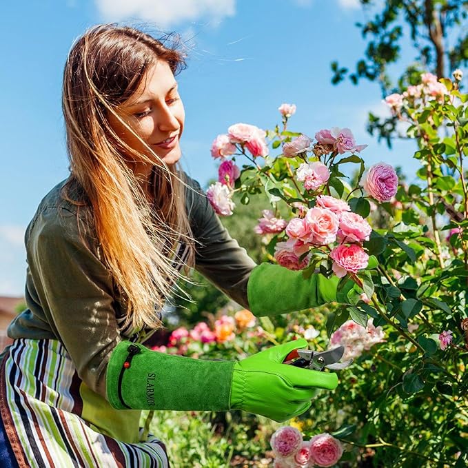 Long Gardening-Gloves Women/Men-Thorn proof Rose Pruning Heavy Duty Gauntlet, Best Garden Gifts for Gardener-XL