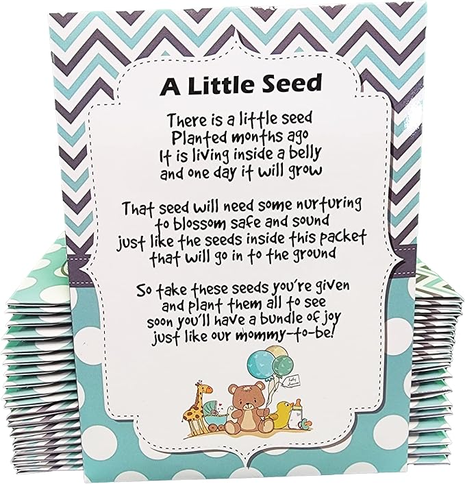 CHOOBLY | Boy Baby Shower Favors for Guests | 20 Wildflower Seeds Packets | Pre-Filled | Bouquet Seed Mix | Non-GMO Seeds | Seed Pack Party Favors | Oh Baby | Gifts (Boy)