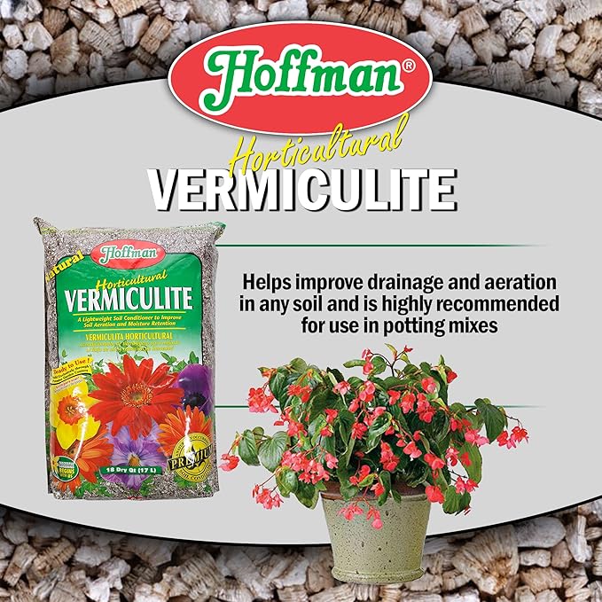 Hoffman Horticultural Vermiculite Lightweight Garden Soil Conditioner for Aeration and Moisture Retention, 18qt, 2 Pack