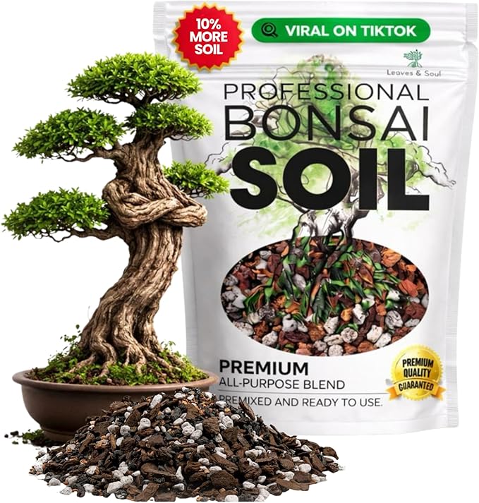 Large Bonsai Soil Premium All Purpose Blend | Pre-Mixed Ready to Use for Plant Support and Fast Drainage | Lava, Limestone Pearock, Calcined Clay and Pinebark | Extra Large 8.2 Quarts | Made in USA