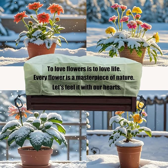 EJW Planter Cover, Plant Covers Freeze Protection,2 Pack 39.5"*17.7"x15.7" Planter Covers for Winter, Frost Cloths for Outdoor Plants, Raised Bed Covers for Winter.