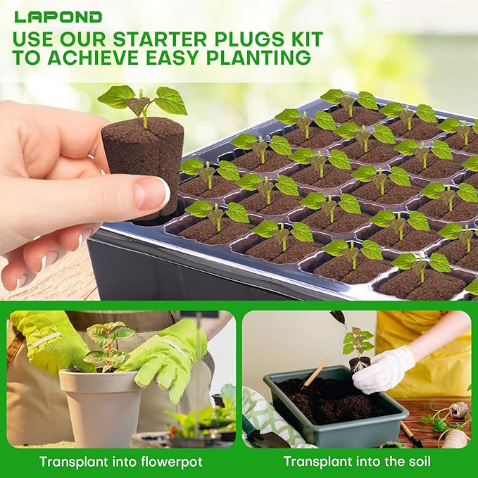 40 Pcs Grow Sponges with Tray, Starter Plugs for Cuttings, Great for Soil, Tray or Planting Pods Plant Rooter, Promotes Herbs, Vegetables and Flowers Growth