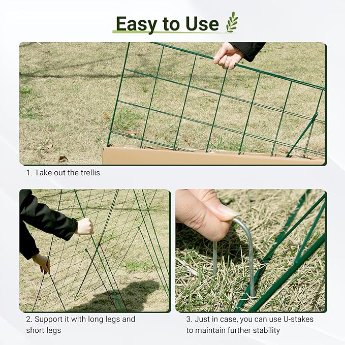 Cucumber Trellis for Garden - 4 Pack, 48" L x 16" W Garden Trellis for Climbing Plants Outdoor with Support Structures, A Frame Trellis for Climbing Vegetables Peas, Vine, Bean