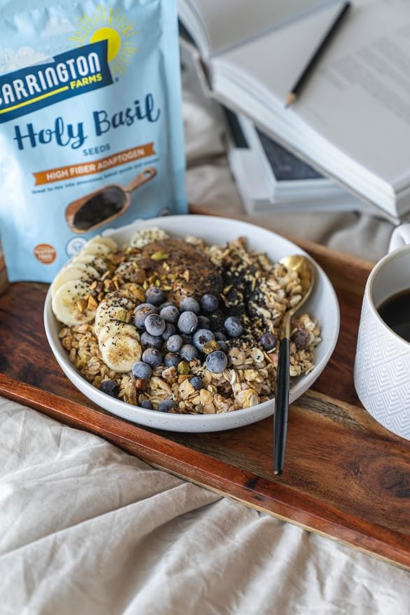Carrington Farms Holy Basil Seeds – Gluten Free, Paleo, Keto, High Fiber Seeds – Calcium Packed Daily Nutrition Boost, Add into Favorite Recipes (8 oz)