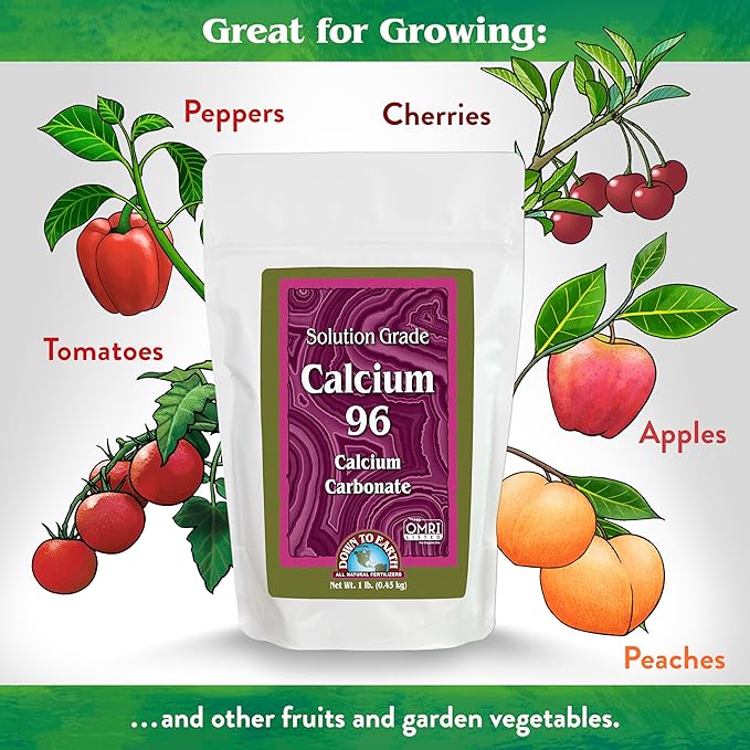 Down To Earth All Natural Fertilizers Organic Solution Grade Calcium 96 - Professional Grade Limestone Powder 325 mesh for Liquid, Drip or Spray Applications, 1 lb