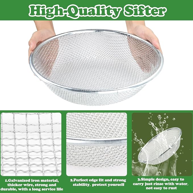 Soil, Sand, and Compost Sifter for Gardening – Sieve for Rocks, Dirt, and Organic Material – Fits 5-Gallon Buckets-3/8 in Aperture