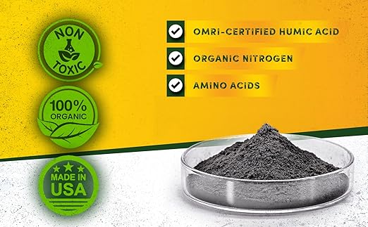 High Nitrogen Humic Acid Organic Garden Fertilizer, Soil Activator for Plants – Fertilizer, Conditioner, & Soil Amendments - Water Soluble Humic Acid for Plants by Humate USA Organic Juice Growth 150g