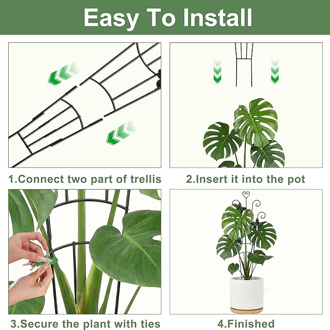 32.6in Plant Trellis for Climbing Plants Indoor with Butterflies, Expandable Large Metal Trellis for Potted Plants, Heavy-Duty Tall Pothos Plant Climber Support for Ivy Pothos Hoya Monstera, 2P