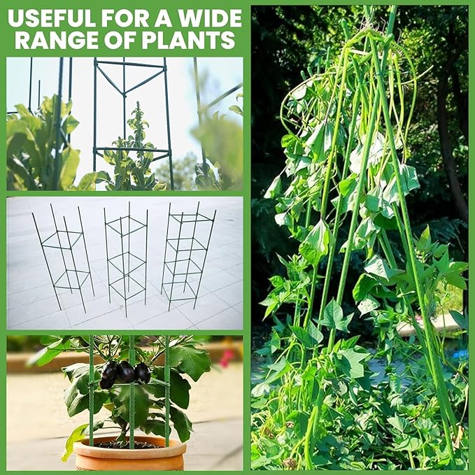 6 Pack Tomato Cage for Garden, 48 Inches Metal Garden Stakes, Plant Support Cages Trellis for Garden and Pots, Tomato Trellis for Potted Plants, Trellis for Climbing Plants Outdoor,Green