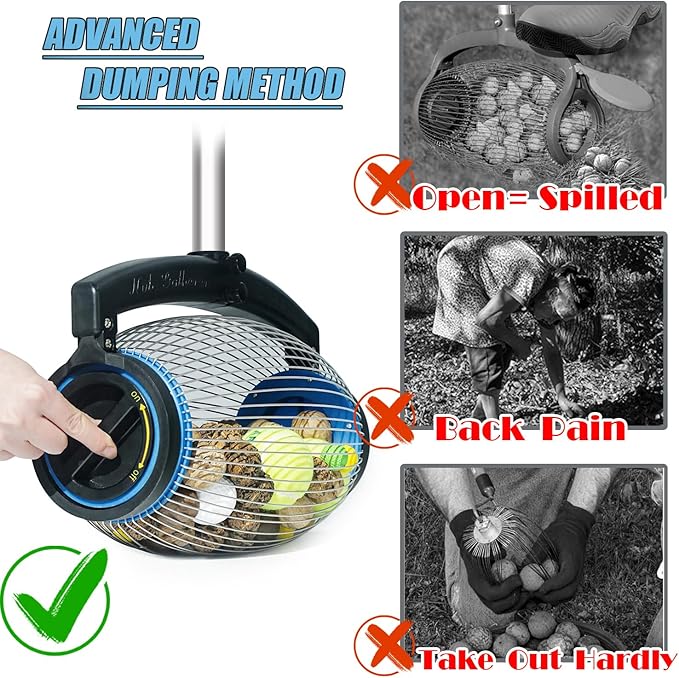 Zozen Nut Gatherer, Pecan Picker Upper, Walnut Picker Upper Roller, Side Opening Dump/Also Apply to Hickory Nuts, Chestnuts, Buckeyes, Golf, Butternuts, Objects Size 3/4'' to 2''; 1.5 Gallon