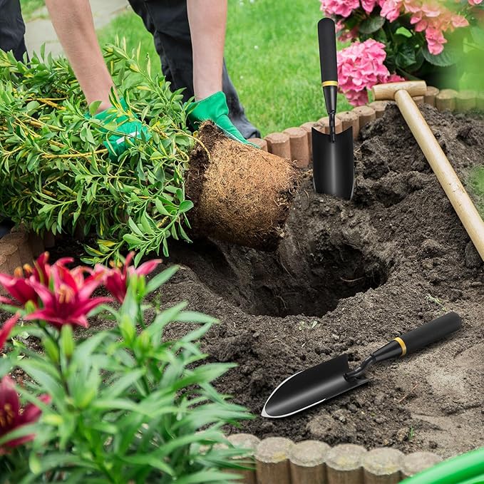 8 Pcs Garden Hand Trowel Heavy Duty Carbon Steel Garden Shovels Tools with Resin Rubberized Handle for Camping, Digging, Soil Planting, Transplanting, Lawn Yard Farm (Narrow Shovels)