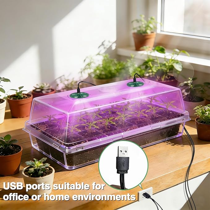 5 Pack Humidity Dome for 1020 Tray with Grow Light, 21.25"×11.02" Propagation Seed Cloning Lid Adjustable Vented for 10 X 20 Inch Plant Seed Starter Pots
