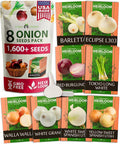 HOME GROWN 8 Onion Seeds for Planting 1,600 Heirloom Vegetable Seeds Grow Sweet, Yellow, Red, Spanish, Green & Vidalia Onions in Outdoor or Indoor Home Garden