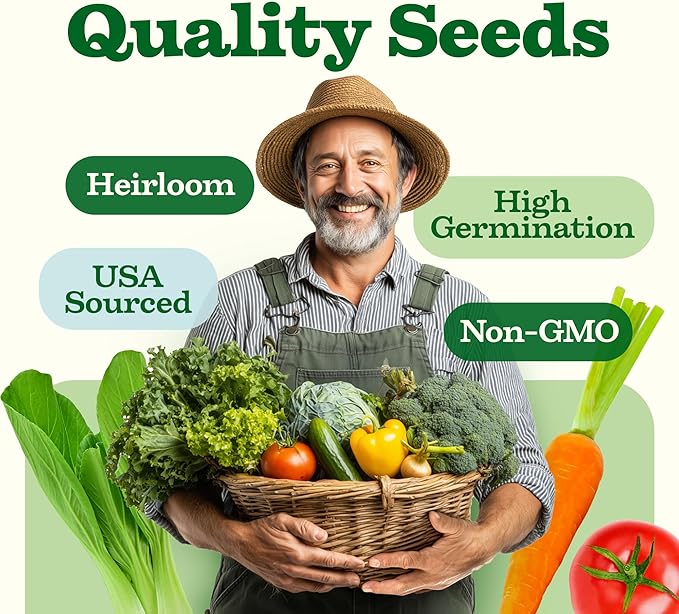 HOME GROWN 70 Variety Vegetable & Herb Seeds 32,000+ USA Non-GMO Heirloom Survival Seeds Garden Kit for Spring, Fall, Winter Indoor & Outdoor Planting Starter Set for Home Gardeners & Preppers