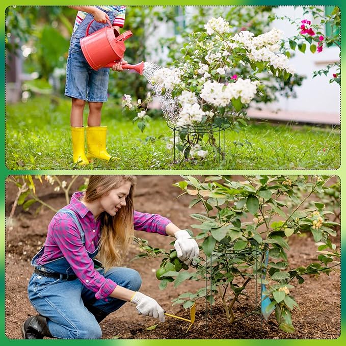 Geelin 15 Pack Peony Cages and Supports 12'' Dx 16'' H Grow Through Metal Plant Supports Frame Rings Hoops for Outdoor Plants Peony Flowers Tomato Rose