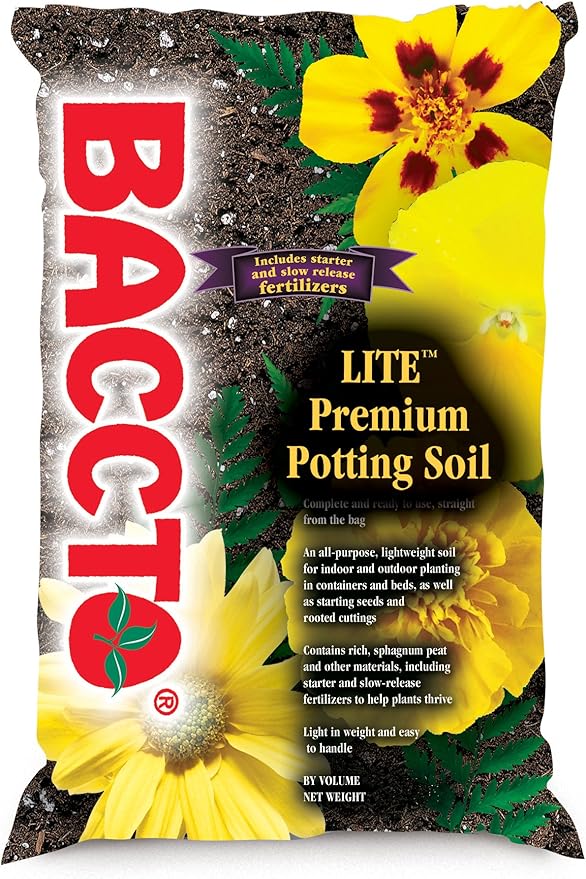 Michigan Peat 1460 Baccto Lite Premium Potting Soil, 8 Quarts