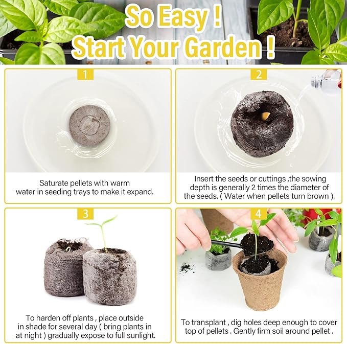 Legigo 100 Pcs 50mm Seed Starter Peat Pellets for Seedlings- Compressed Seed Starter Pods Seed Starting Pellets Plugs Soil Peat Pods for Starting Seeds, Garden Planting Herb Flower Vegetables