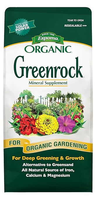 Espoma Organic Greenrock All-Natural Mineral Supplement and Fertilizer for Organic Gardening. for Flowers, Vegetables, Trees & Shrubs. 7 lb. Bag Pack of 1