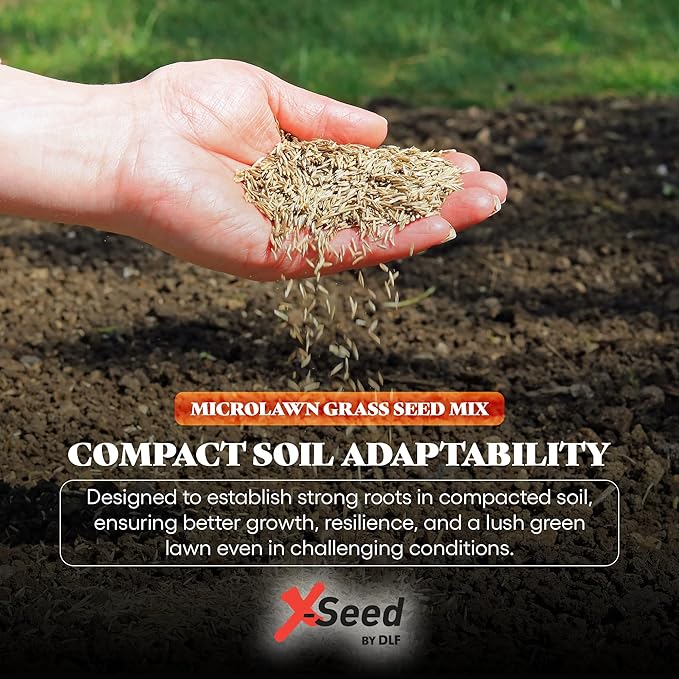 X-Seed Microlawn Grass Seed & Microclover Mix – Dense Self Feeding Lawn, Sun & Shade, Crowds Out Weeds, High Traffic, Drought-Resistant, 5 lb Bag