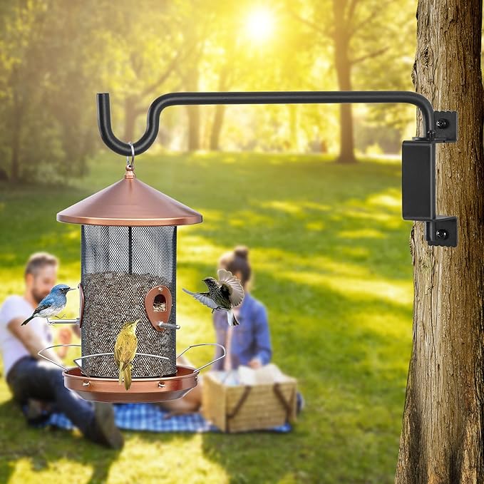 AILIN YELOKIE 12" 360° Swivel Plant Hanger - Heavy Duty Solid Steel Wall Hook, 12-Directional Adjustable for Bird Feeders, Outdoor/Indoor Plants, Garden & Patio (2-Pack)