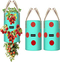 3 Pack 3 Gallon Hanging Strawberry Planter Bags, 12 Holes PE Grow Bags with Bottom Drainage, Reusable Vertical Planters for Small Space Gardening(Green)
