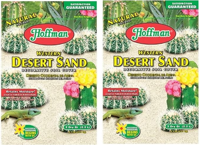 Hoffman Western Desert Sand Decorative Soil Cover for Potted or Bedded Plants, 2 Dry Quarts, 2 Pack