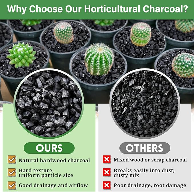 Legigo 4QT All Natural Horticultural Charcoal- Activated Hardwood Plant Charcoal for Soil Amendment, Conditioning Bonsai Soil, Succulent, Terrarium Supplies, Indoor Plant Potting Soil