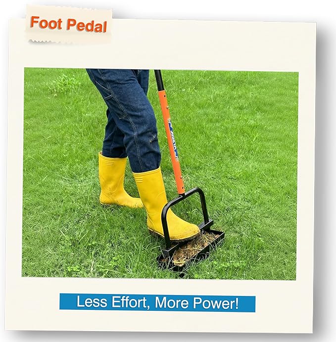 Updated Lawn Aerator Tool with Soil Core Collection Tray, Lawn Core Aerator with 4 Tines Manual Grass Aerator, Spike Lawn Coring Aerator for Yard Lawn Aeration Soil Loosening Garden Tool, Coral