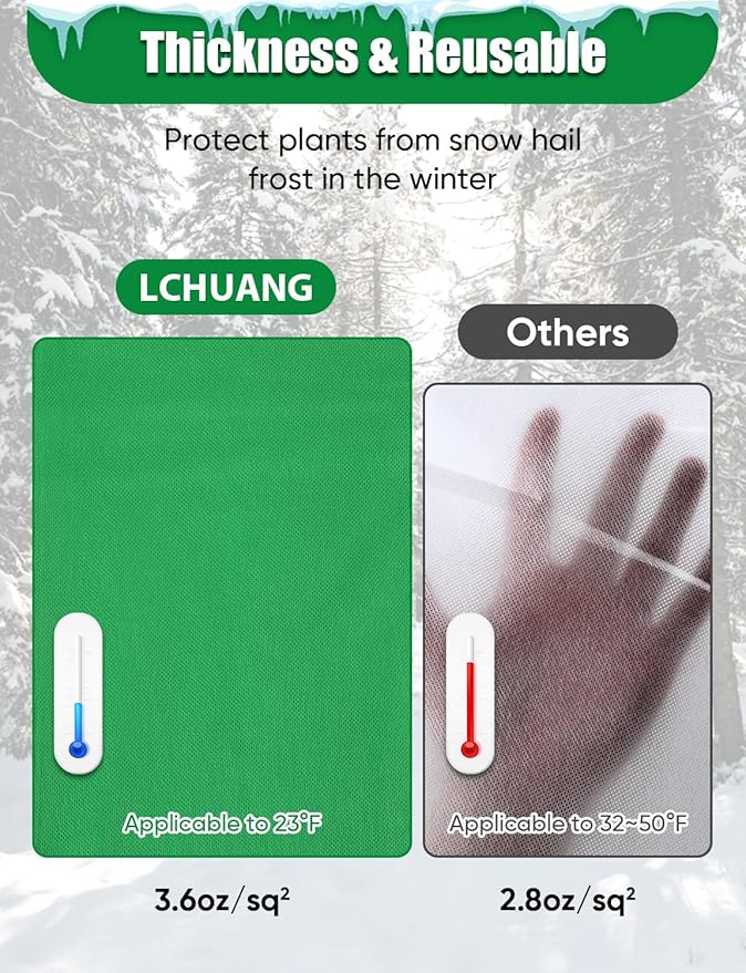 2Pack Winter Plant Covers Freeze Protection - 90" x 63" Extra Large Frost Blankets for Plants Tree Shrubs Cloth Anti-Freeze Protector Drawstring Bags Jacket for Outdoor Plants (3.2 oz/yd²)