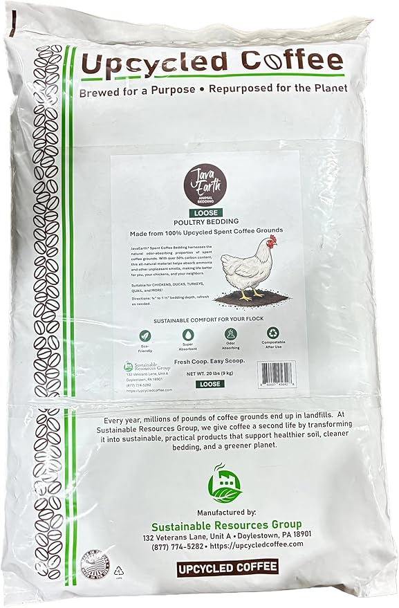 JavaEarth® Loose Poultry Bedding, Upcycled Spent Coffee Grounds, 20 lbs