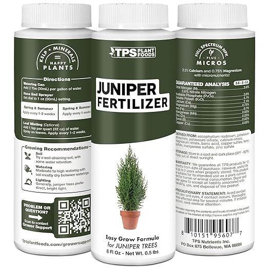 Juniper Fertilizer – Liquid Plant Food for Dense Growth, Rich Green Color & Stronger Root Development, 8 oz